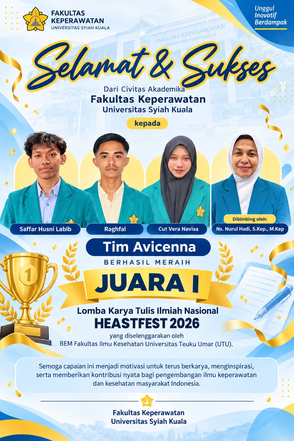INOVASI PROTEKSI ASAP KARHUTLA BERBASIS KELUARGA BAWA MAHASISWA USK SABET JUARA I NASIONAL